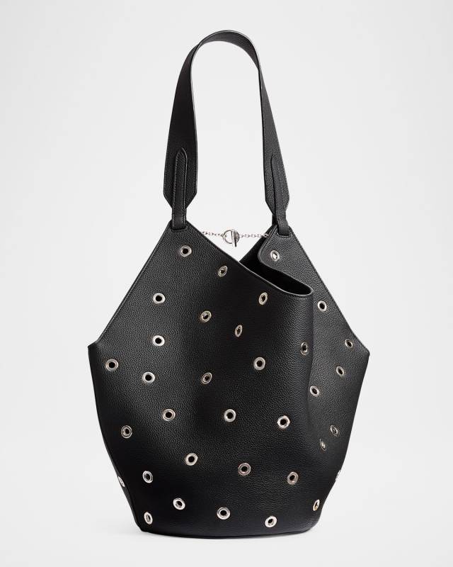 Lotus Small Grommet Calfskin Tote Bag
